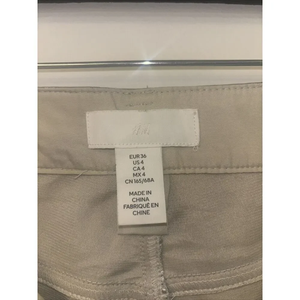 Metallic Leather Pants Women’s Silver Sz 4 H&M Reputation Swiftie Cybercore Rock